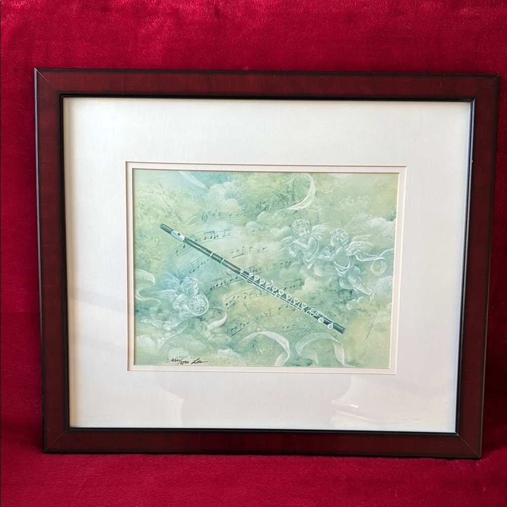 Lena Liu, Signed and Numbered, Flute Art Print in Blue and Green Tones